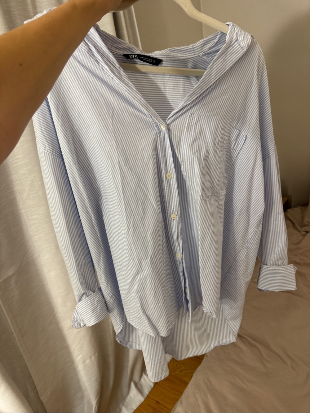 Zara blue and white stripe shirt